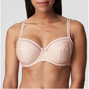 PrimaDonna Twist Bra Womens 32H Pearly Pink Avellino Zebra Print Crochet Trim
